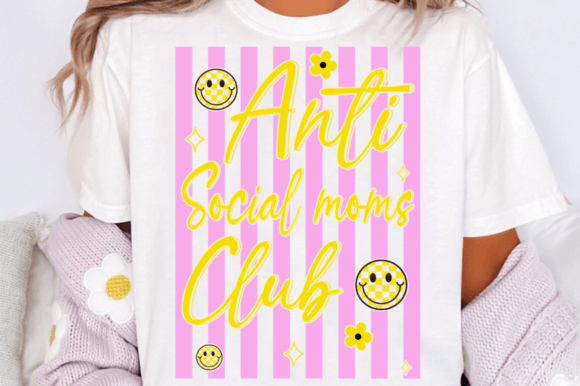 Anti Social Moms Club SVG: A Retro-Inspired Graphic Design Asset for T-Shirt Designs and Branding