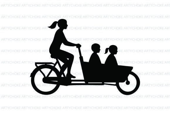 Bakfiets Mom with Kids SVG – A Minimalist Graphic for Family-Centric Crafts