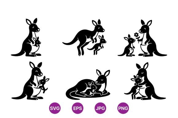 Cute Kangaroo Mom and Baby SVG: A Versatile Graphic Design Asset for Branding and Marketing