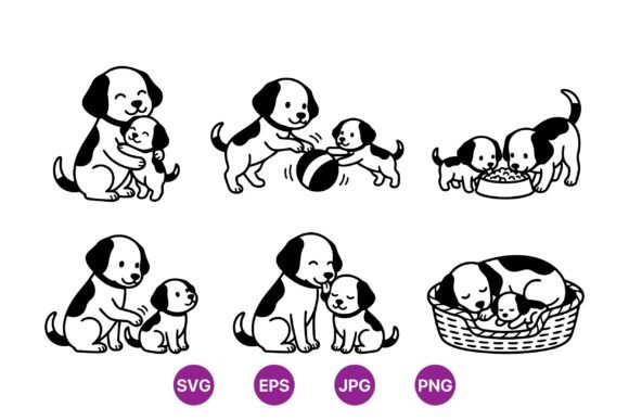 Cute Puppy Mom and Baby SVG: A Versatile Graphic Design Asset for Handmade Creations