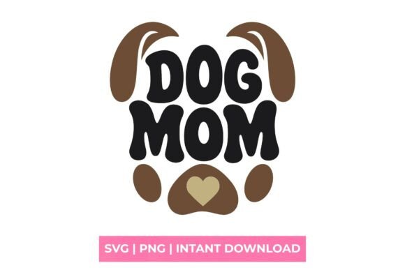 Dog Mom Retro Groovy Paw SVG: A Playful Graphic for T-Shirt Designs and Merch