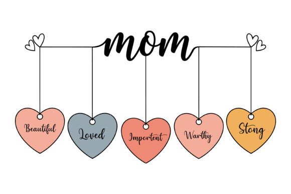 Mom Heart Tags SVG Bundle: A Versatile Graphic Design Asset for T-Shirt Designs