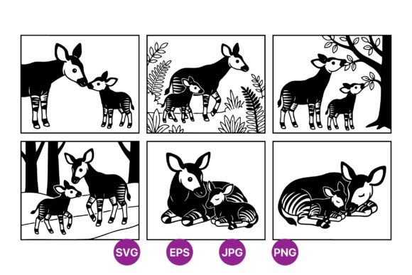 Okapi Mom and Baby SVG Clipart: A Versatile Illustration for Modern Content Design