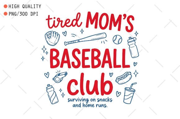Tired Mom's Baseball Club SVG PNG: A Graphic Design Asset for T-Shirt Designs with Personality